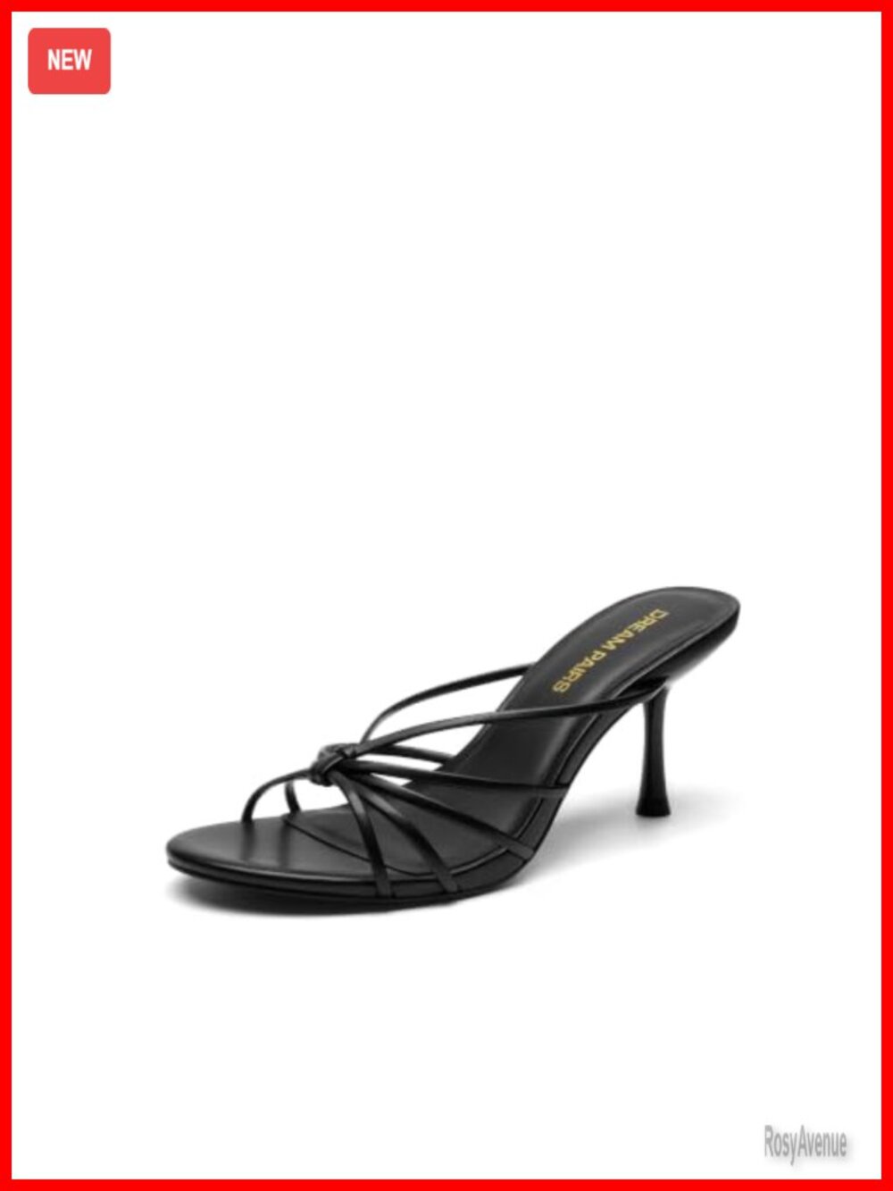 Women's Kitten Heel Strappy Slide Sandals Faux Leather Dress Heels
